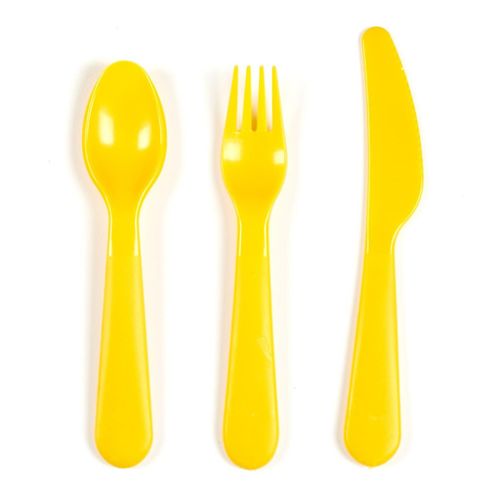 Lot De 12 Couverts Réutilisables "bain De Soleil" 19cm Vert et Jaune