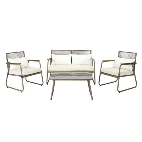 Salon De Jardin 4 Pièces "palma" 105cm Beige