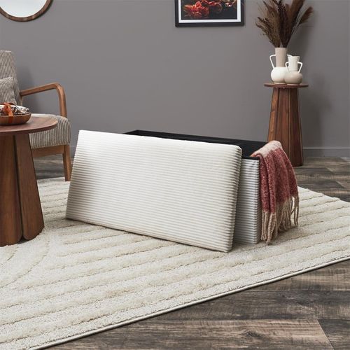 Coffre Banc Pliable En Velours Côtelé Scott Beige