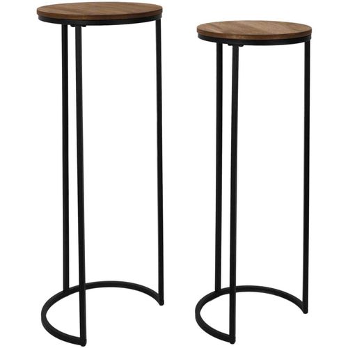 Sellette Gigogne Effet Acacia Et Métal (lot De 2)