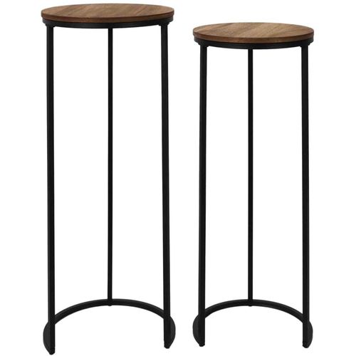 Sellette Gigogne Effet Acacia Et Métal (lot De 2)