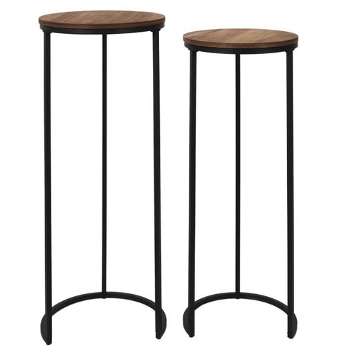 Sellette Gigogne Effet Acacia Et Métal (lot De 2)