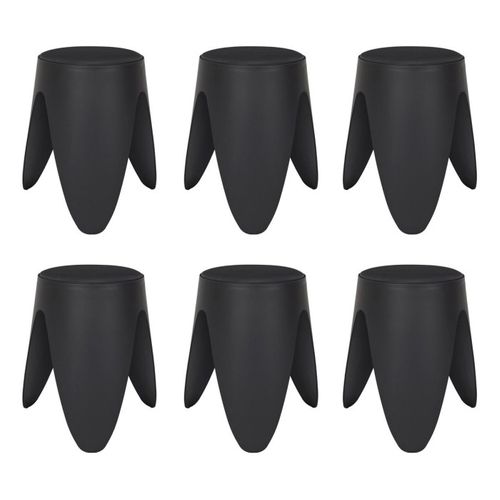 Lot De 6 Tabourets Empilables "eve" 46cm Noir
