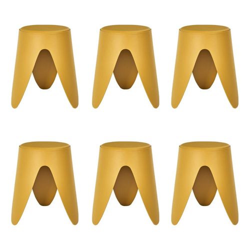 Lot De 6 Tabourets Empilables "eve" 46cm Jaune Moutarde