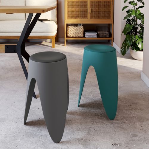 Lot De 6 Tabourets Empilables "eve" 46cm Bleu Canard