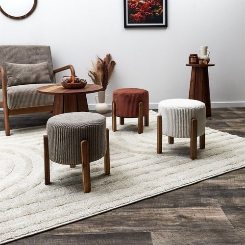 Tabouret En Velours Côtelé Scott Terracotta