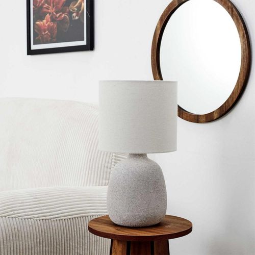 Lampe à Poser En Terre Cuite "embossée" 40cm Argent