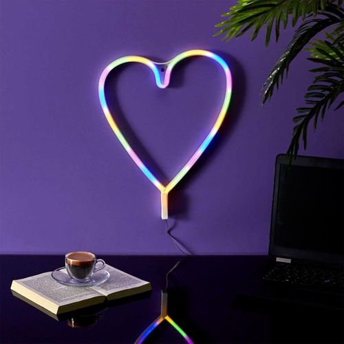 Lampe LED Effet Néon "cœur" 30cm Multicolore