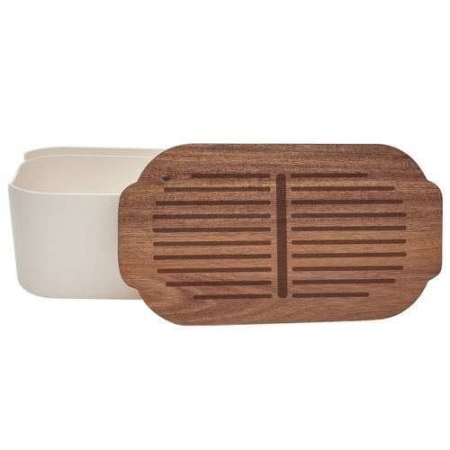 Boîte à Pain Avec Planche "acacia" 33cm Blanc