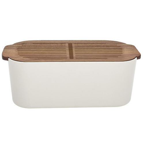 Boîte à Pain Avec Planche "acacia" 33cm Blanc