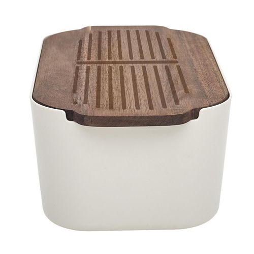 Boîte à Pain Avec Planche "acacia" 33cm Blanc