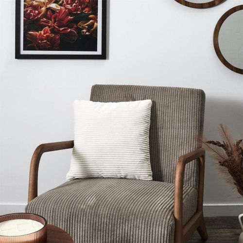 Coussin Déco Flanelle "grosse Côtes" 40x40cm Blanc