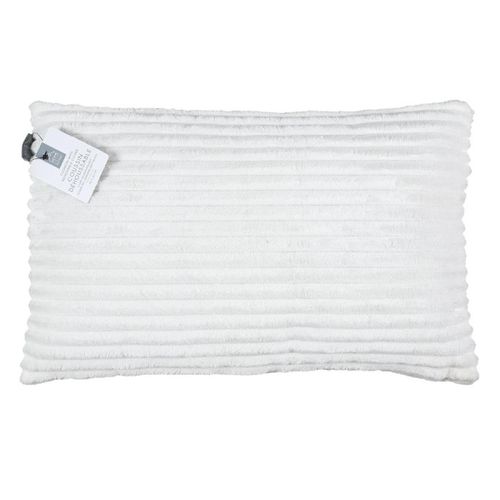 Coussin Déco Flanelle "grosse Côtes" 30x50cm Blanc