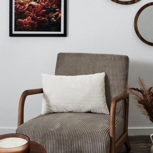 Coussin Déco Flanelle "grosse Côtes" 30x50cm Blanc