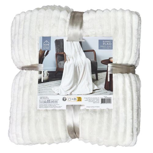 Plaid En Flanelle "grosse Côtes" 150x200cm Blanc