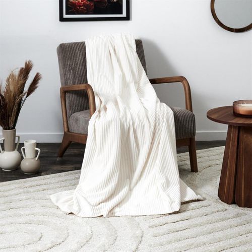 Plaid En Flanelle "grosse Côtes" 150x200cm Blanc