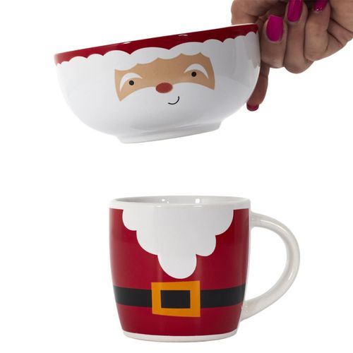 Bol et Mug De Noël "santa" 14cm Rouge