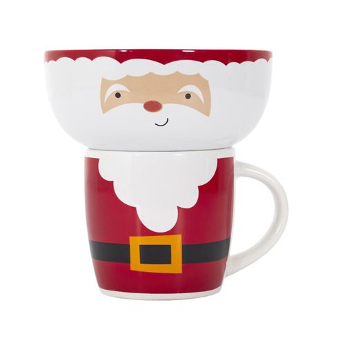 Bol et Mug De Noël "santa" 14cm Rouge