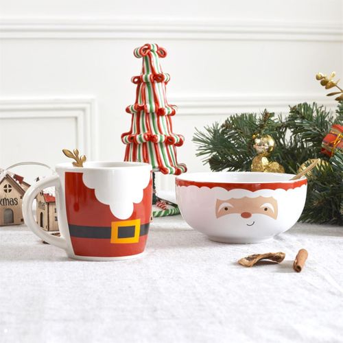 Bol et Mug De Noël "santa" 14cm Rouge