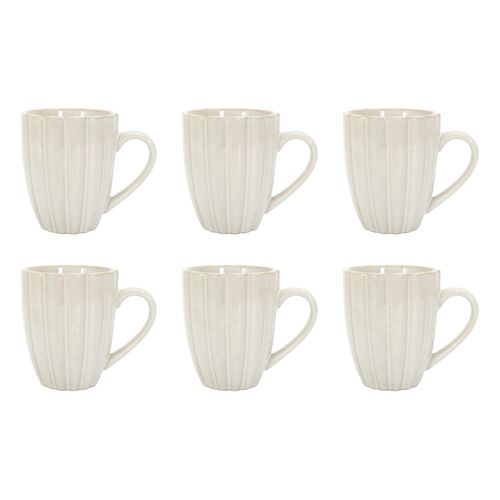 Lot De 6 Mugs En Céramique "vlora" 30cl Beige