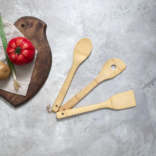 Lot De 3 Ustensiles De Cuisine "bambou" 30cm Naturel