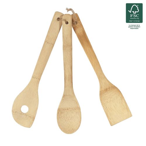 Lot De 3 Ustensiles De Cuisine "bambou" 30cm Naturel
