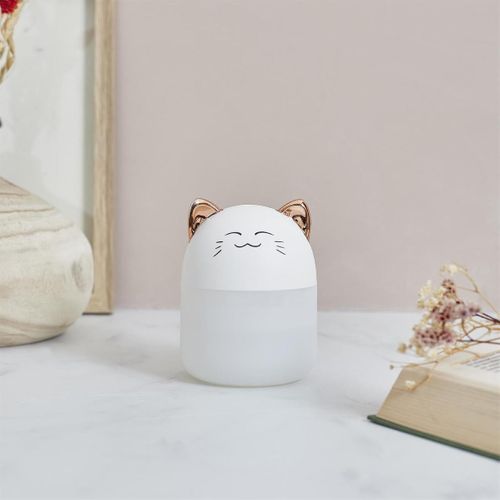 Diffuseur De Parfum LED "chat" 200ml Blanc