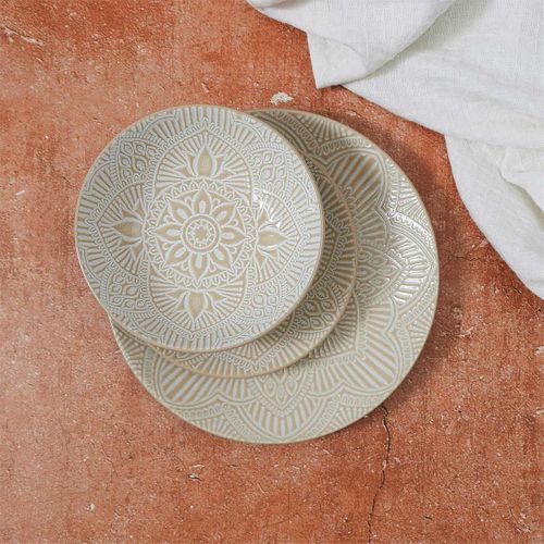 Lot De 6 Assiettes Plates "sahara" 27cm Beige