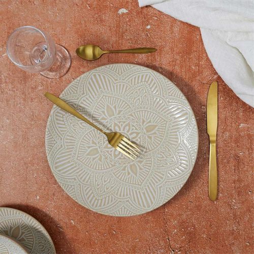 Lot De 6 Assiettes Plates "sahara" 27cm Beige