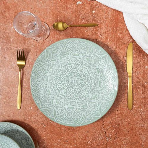 Lot De 6 Assiettes Plates "sahara" 27cm Vert