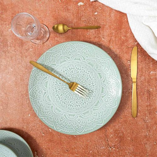 Lot De 6 Assiettes Plates "sahara" 27cm Vert