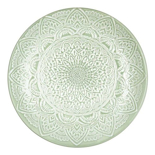 Lot De 6 Assiettes Plates "sahara" 27cm Vert