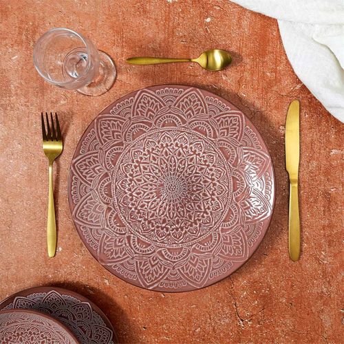 Lot De 6 Assiettes Plates "sahara" 27cm Terracotta