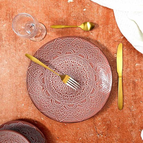 Lot De 6 Assiettes Plates "sahara" 27cm Terracotta