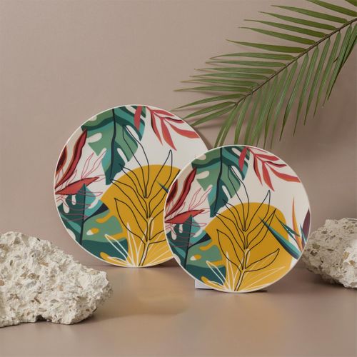 Lot De 6 Assiettes Réutilisables "paradis Exotique" 20cm Multicolore