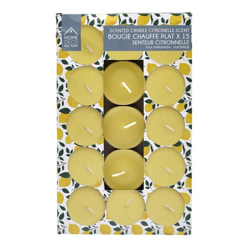 Lot De 15 Bougies Chauffe-plat Parfumées "antimoustique" 3,8cm Citronnelle