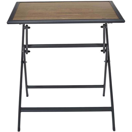 Table Pliable En Métal Anthracite Et Effet Bois Barcelone 70 X 70 Cm