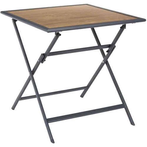 Table Pliable En Métal Anthracite Et Effet Bois Barcelone 70 X 70 Cm