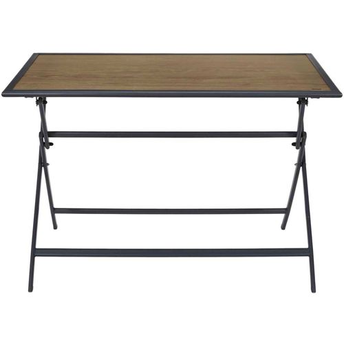 Table Pliable En Métal Anthracite Et Effet Bois Barcelone 110 X 70 Cm