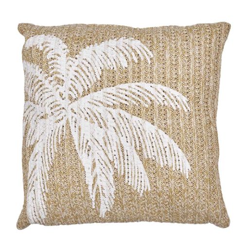Coussin Déco "palmier" 40x40cm Naturel et Blanc