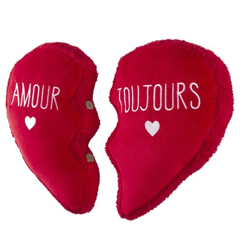 Coussin Déco Détachable "cœur" 35x40cm Rouge