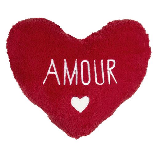 Coussin Plaid Sherpa "cœur" 120x150cm Rouge
