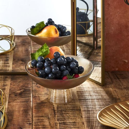 Coupe à Fruits Sur Pied En Verre "amber" 22cm Ambre