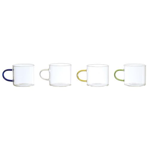 Lot De 4 Tasses à Café Avec Support "paradis" 8cm Transparent