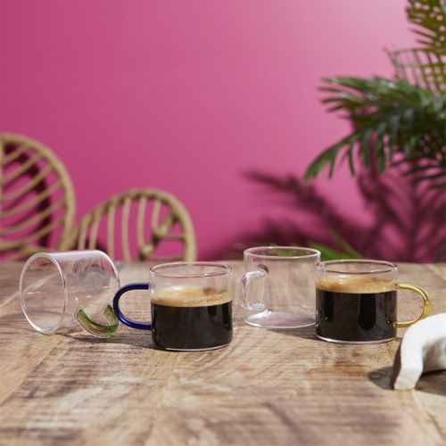 Lot De 4 Tasses à Café Avec Support "paradis" 8cm Transparent
