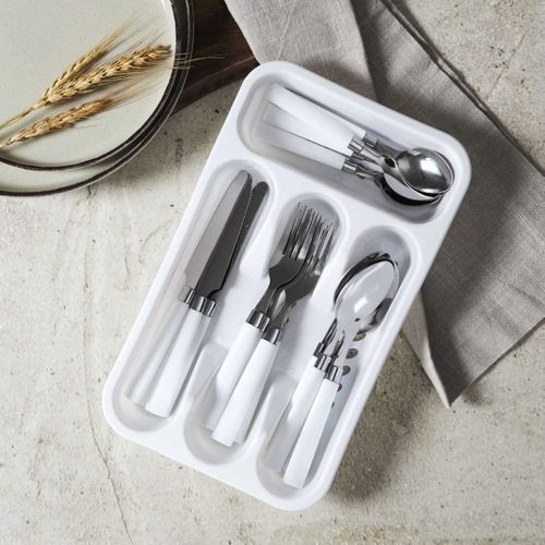 Ménagère 16 Pièces et Range-couverts "campus" 32cm Blanc