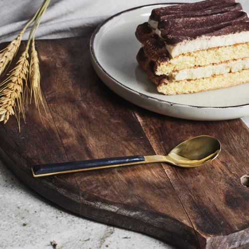 Lot De 4 Cuillères à Dessert En Inox "charlotte" 15cm Noir et Or