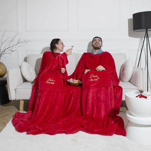 Plaid Double "pour La Vie" 200x254cm Rouge