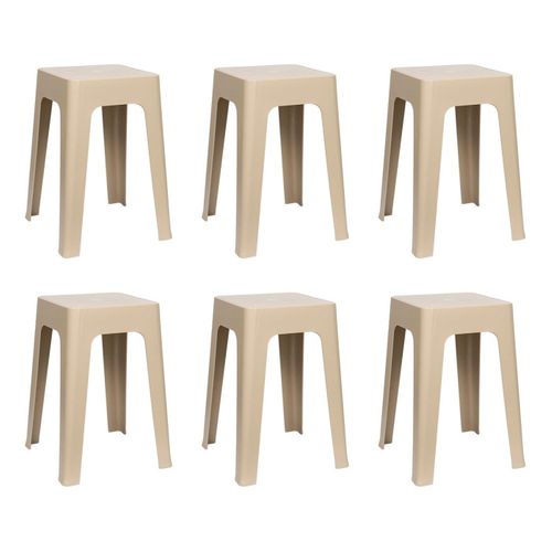 Lot De 6 Tabourets Empilables "spectra" 47cm Beige