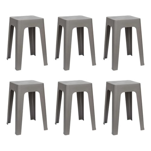 Lot De 6 Tabourets Empilables "spectra" 47cm Gris